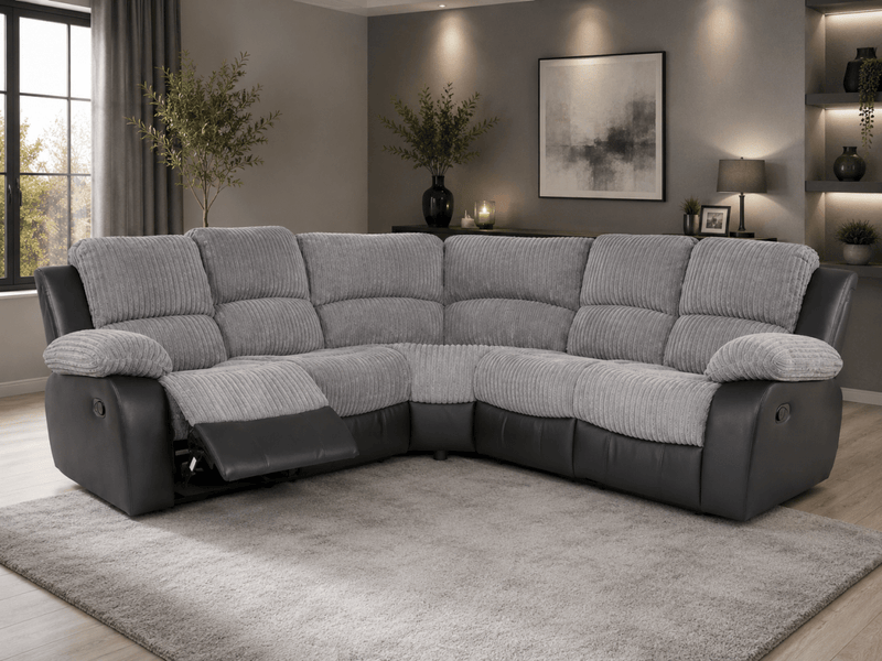 Rio Corner Sofa Recliner in Grey – Manual Recliner L-Shape Corner | Comfort Furniture