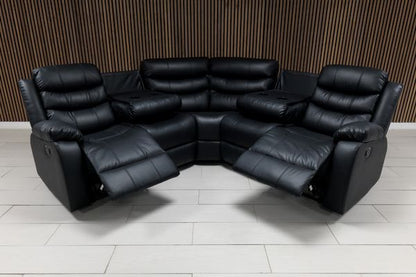 Roma Leather Corner Sofa Manual Recliner - Comfort Furniture