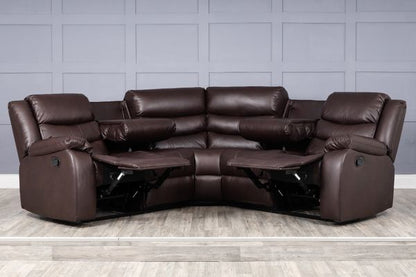 Roma Leather Corner Sofa Manual Recliner - Comfort Furniture