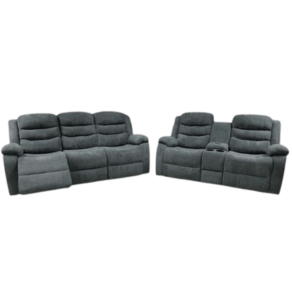 Roma + Leather Sofa Suite Manual Recliner - Comfort Furniture