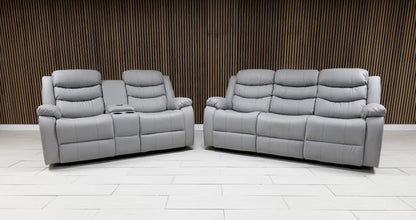 Roma + Leather Sofa Suite Manual Recliner - Comfort Furniture
