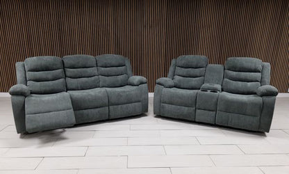 Roma + Leather Sofa Suite Manual Recliner - Comfort Furniture
