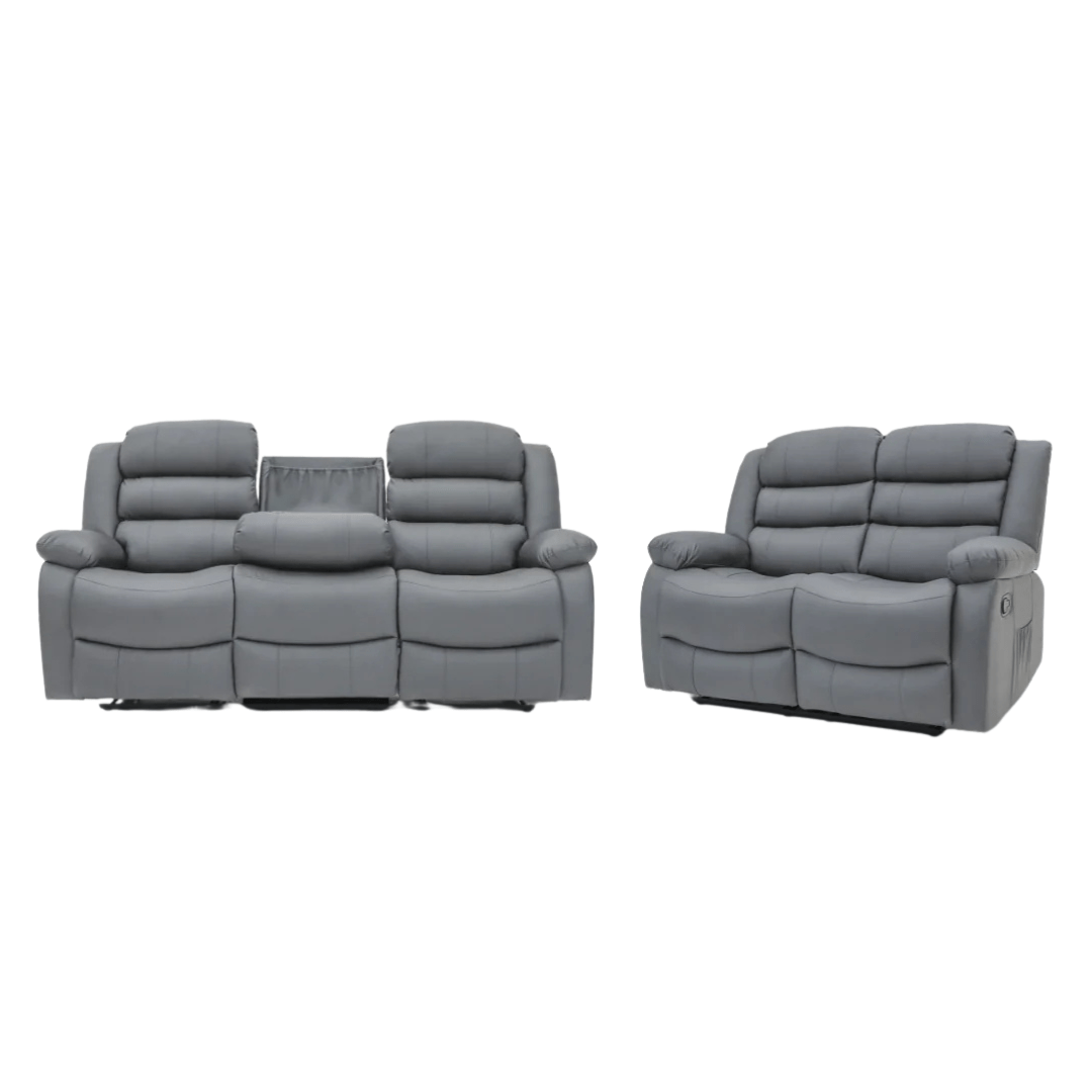 Roma Leather Sofa Suite Manual Recliner - Comfort Furniture