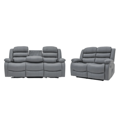 Roma Leather Sofa Suite Manual Recliner - Comfort Furniture
