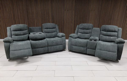 Roma + Leather Sofa Suite Manual Recliner - Comfort Furniture
