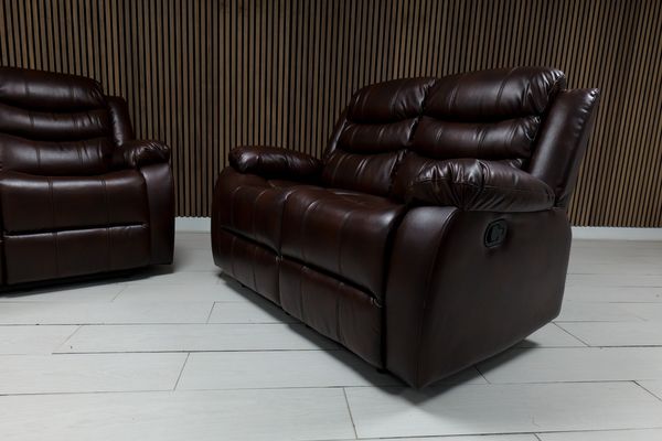 Roma Leather Sofa Suite Manual Recliner - Comfort Furniture