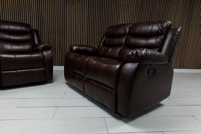 Roma Leather Sofa Suite Manual Recliner - Comfort Furniture