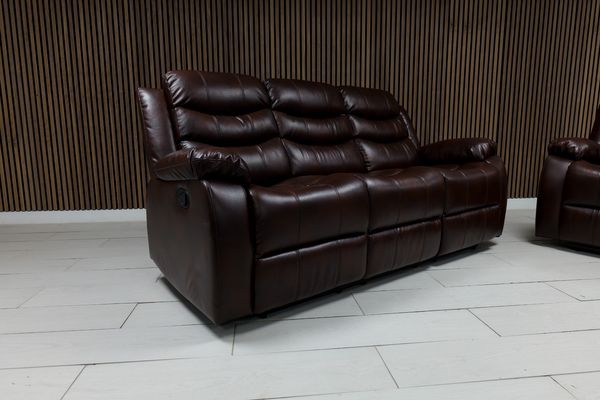 Roma Leather Sofa Suite Manual Recliner - Comfort Furniture