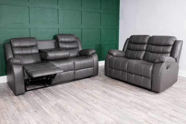 Roma Leather Sofa Suite Manual Recliner - Comfort Furniture