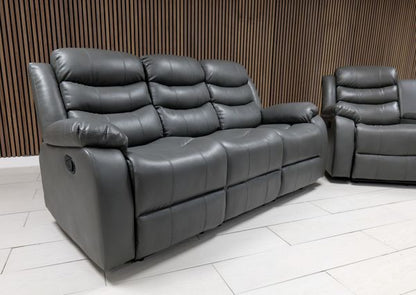 Roma + Leather Sofa Suite Manual Recliner - Comfort Furniture