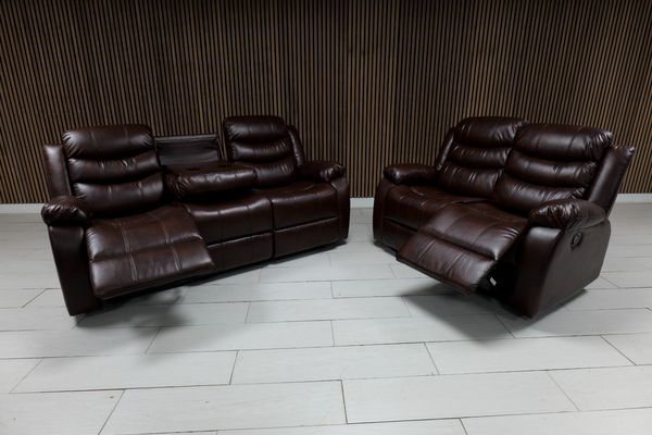Roma Leather Sofa Suite Manual Recliner - Comfort Furniture