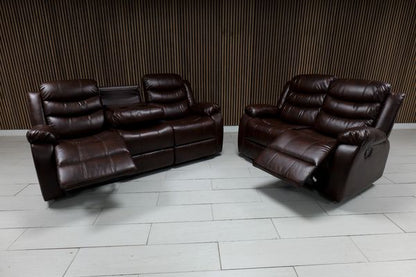 Roma Leather Sofa Suite Manual Recliner - Comfort Furniture
