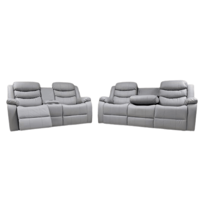 Roma + Leather Sofa Suite Manual Recliner - Comfort Furniture