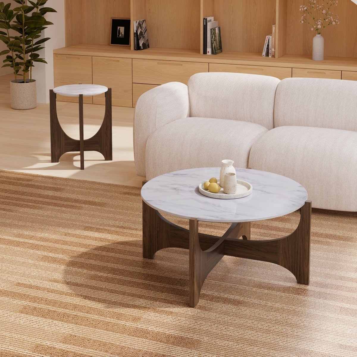 Sail Coffee Table – Marble & Walnut - Comfort Furniture
