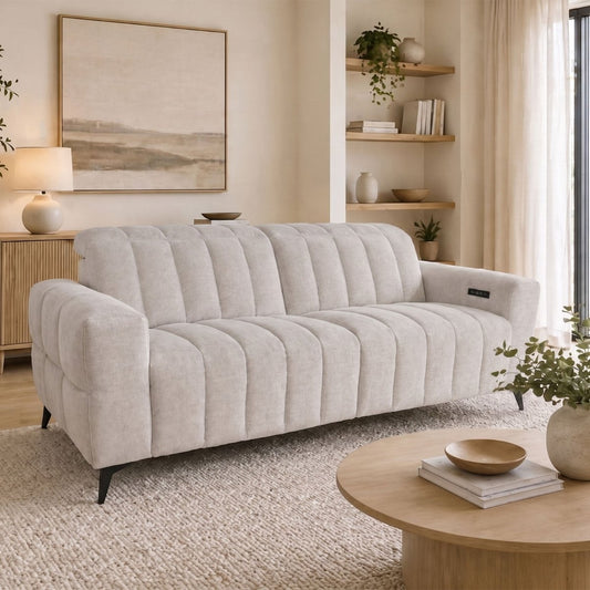 Samson 3 Seater Sofa (2 Over 2) – Beige Fabric - Comfort Furniture