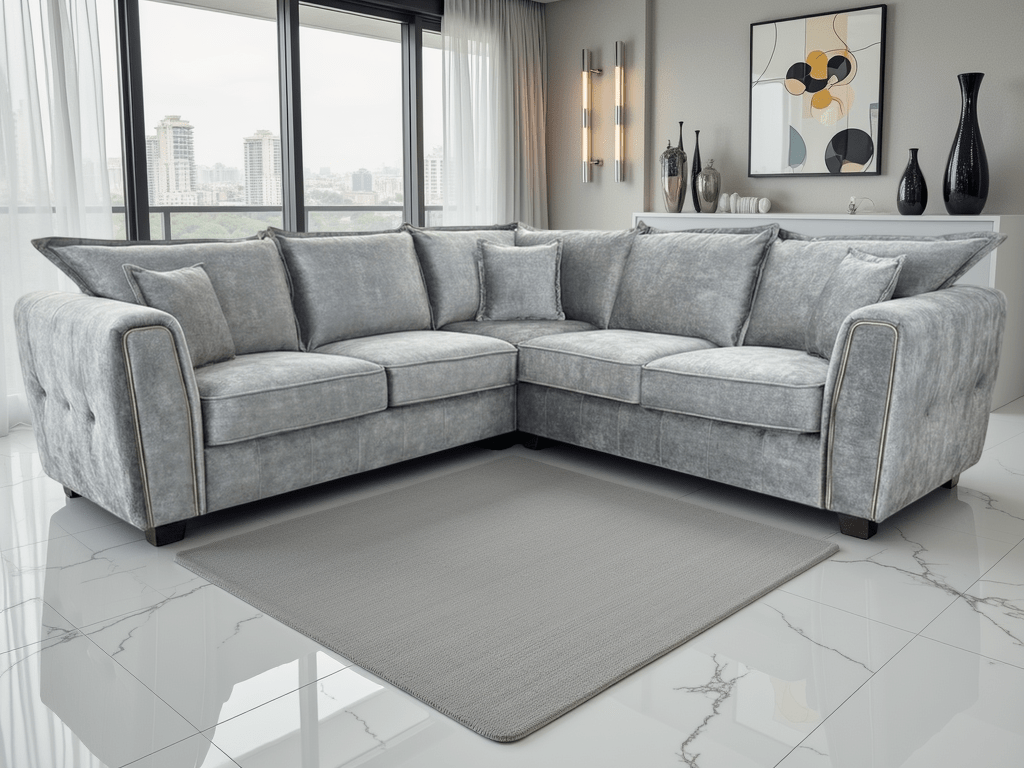 Serena Sofa Grey Large Corner - Comfort Furniture