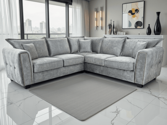 Serena Sofa Grey Large Corner – Large L-Shape Corner Sofa in Grey | Comfort Furniture