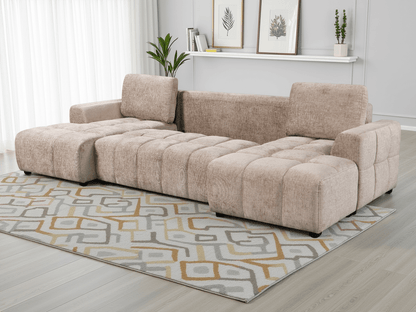 Shanghai Luxury Beige U Shape Corner Sofabed - Comfort Furniture
