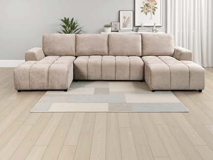 Shanghai Luxury Beige U Shape Corner Sofabed - Comfort Furniture