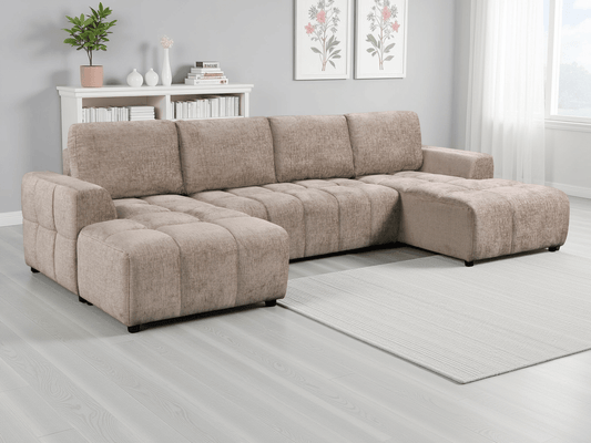 Shanghai Luxury Beige U-Shape Corner Sofa Bed – U-Shape Sofabed in Beige | Comfort Furniture