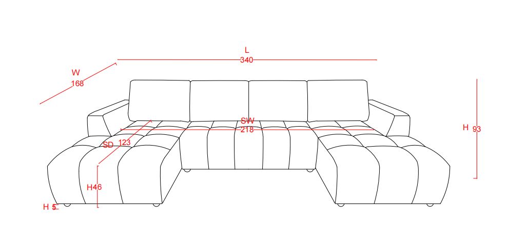 Shanghai Luxury Green U Shape Corner Sofabed - Comfort Furniture