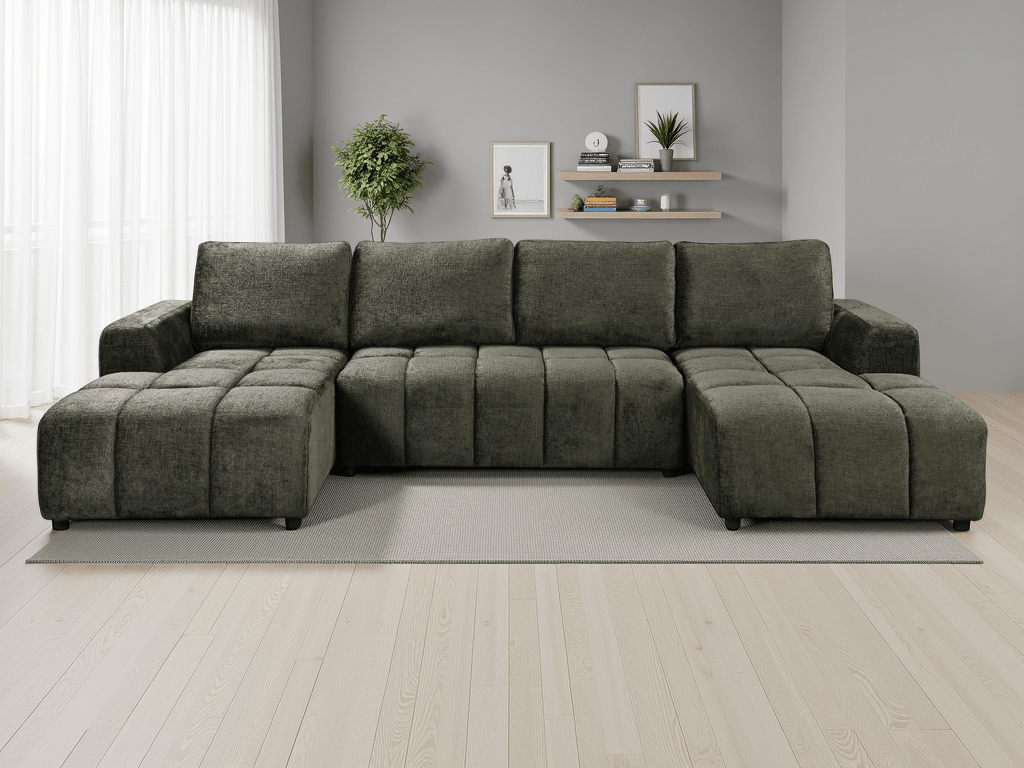 Shanghai Luxury Green U Shape Corner Sofabed - Comfort Furniture