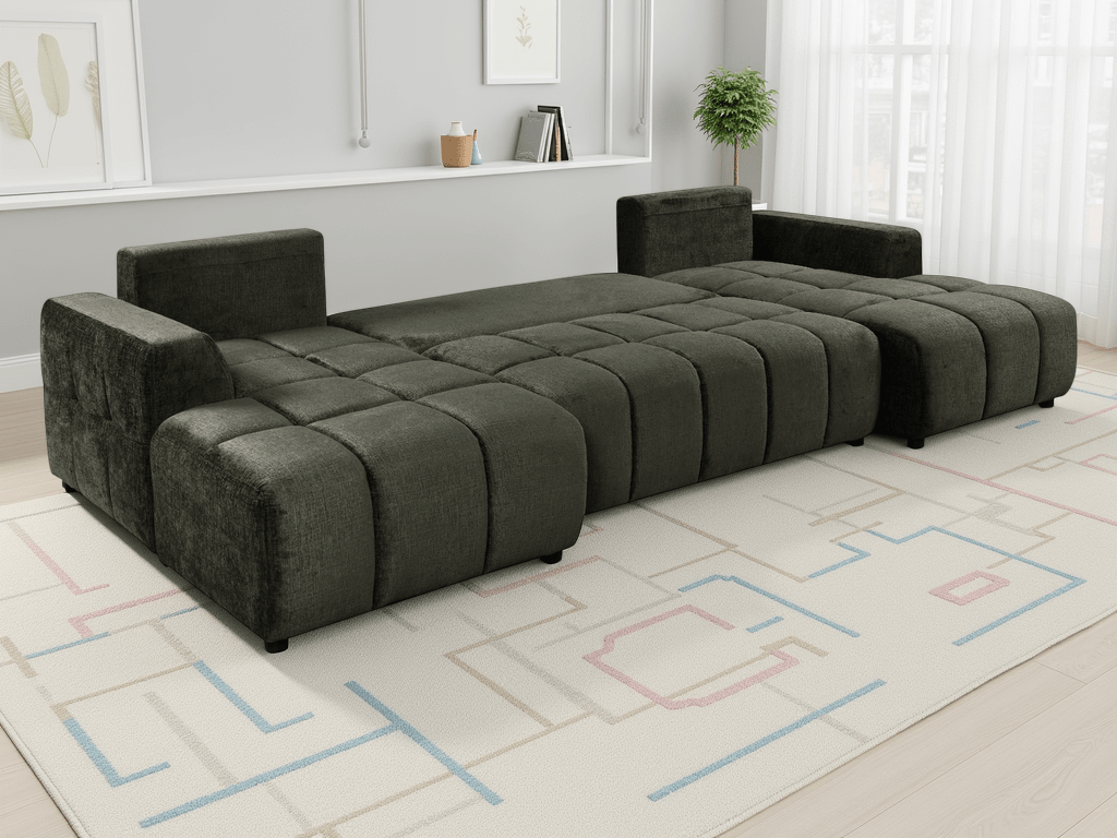 Shanghai Luxury Green U Shape Corner Sofabed - Comfort Furniture