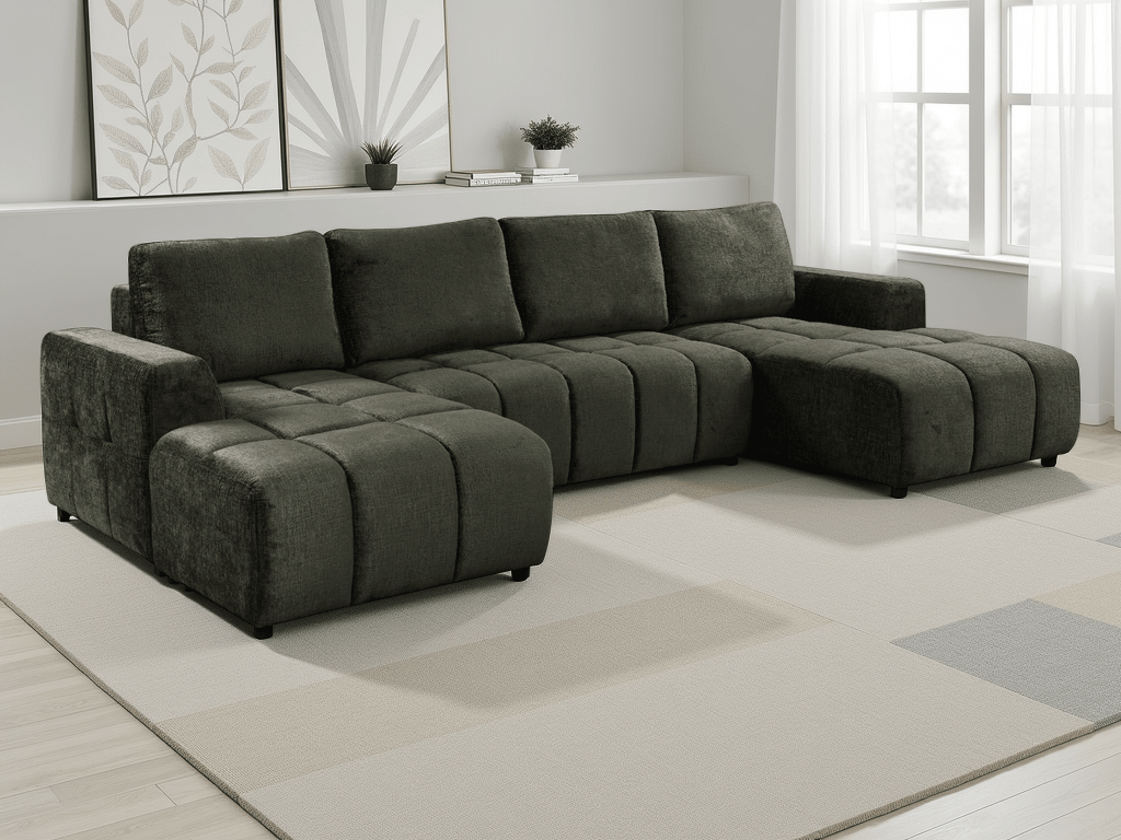 Shanghai Luxury Green U Shape Corner Sofabed - Comfort Furniture
