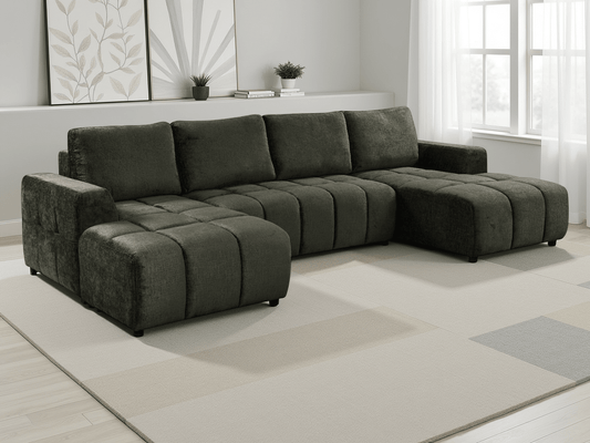 Shanghai Luxury Green U-Shape Corner Sofa Bed – Colourful U-Shape Sofabed | Comfort Furniture