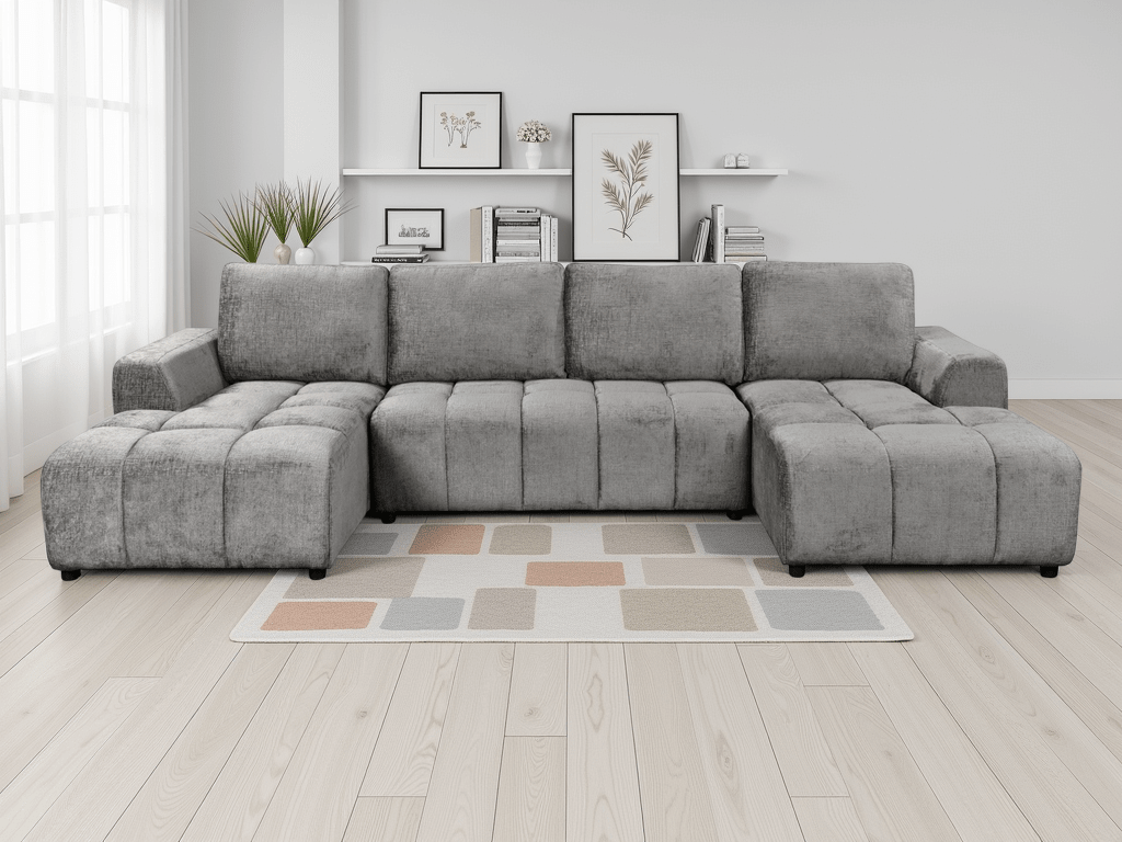Shanghai Luxury Grey U Shape Corner Sofabed - Comfort Furniture