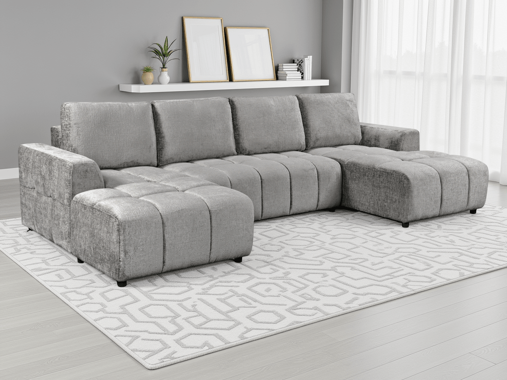Shanghai Luxury Grey U Shape Corner Sofabed - Comfort Furniture