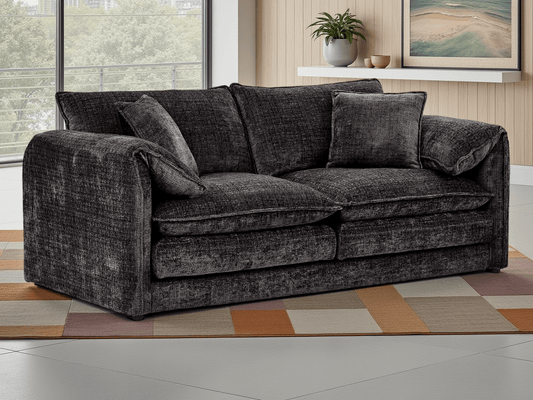 Solaya Sofa Black 3 Seater – Modern 3 Seater Fabric Sofa in Black | Comfort Furniture