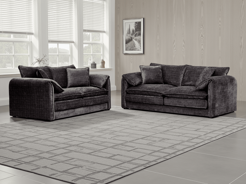 Solaya Sofa Black 3+2 Set - Comfort Furniture