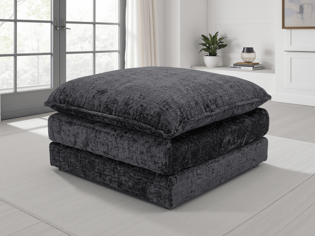 Solaya Sofa Black Footstool - Comfort Furniture