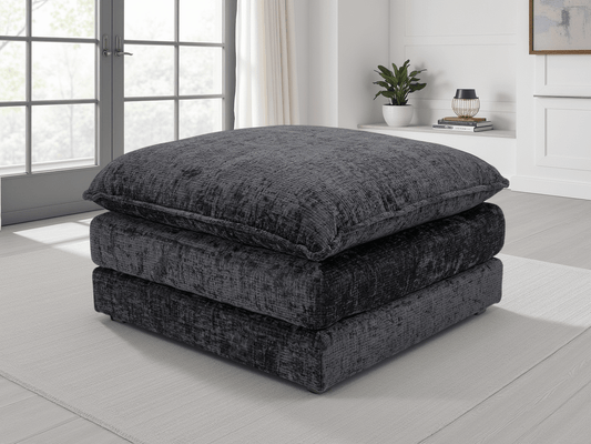 Solaya Sofa Black Footstool - Comfort Furniture