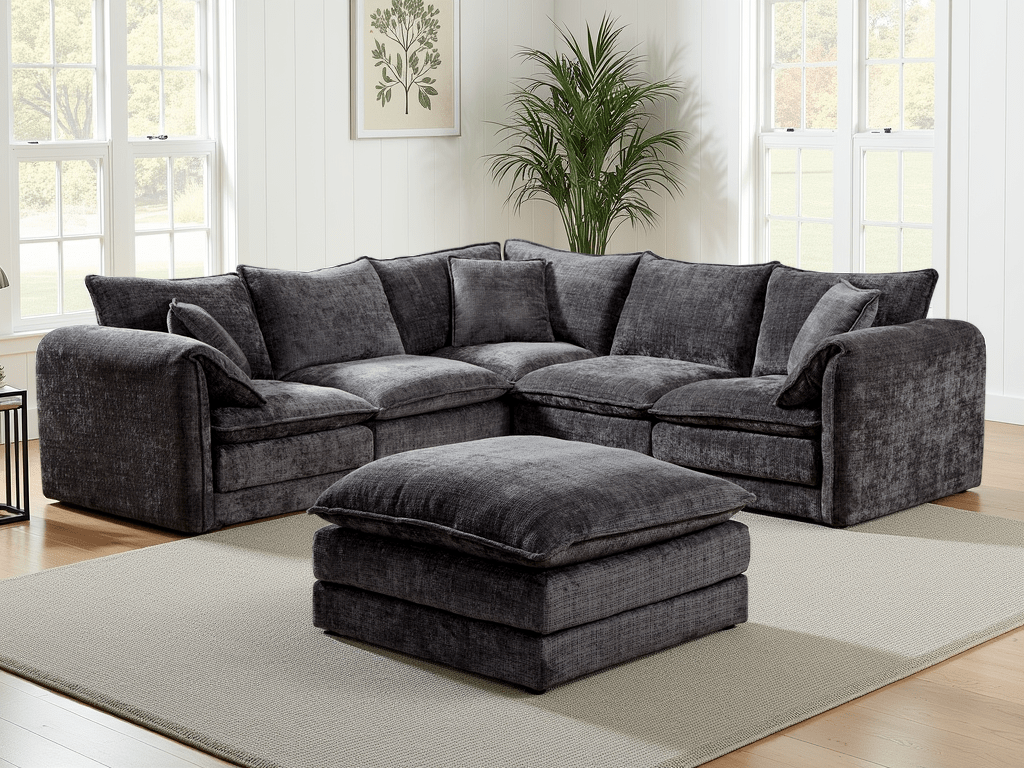 Solaya Sofa Black Large Corner - Comfort Furniture