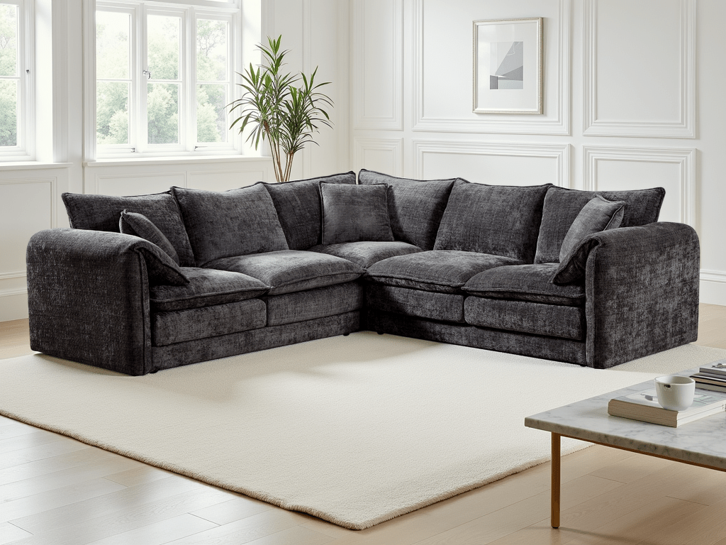 Solaya Sofa Black Large Corner - Comfort Furniture