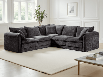 Solaya Sofa Black Large Corner - Comfort Furniture