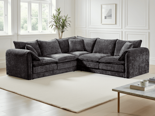 Solaya Sofa Black Large Corner - Comfort Furniture