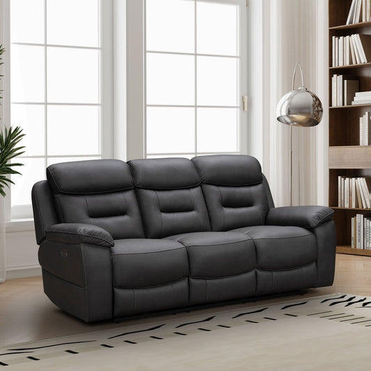 Spencer 3 Seater Power Recliner Sofa – Charcoal Fabric - Comfort Furniture
