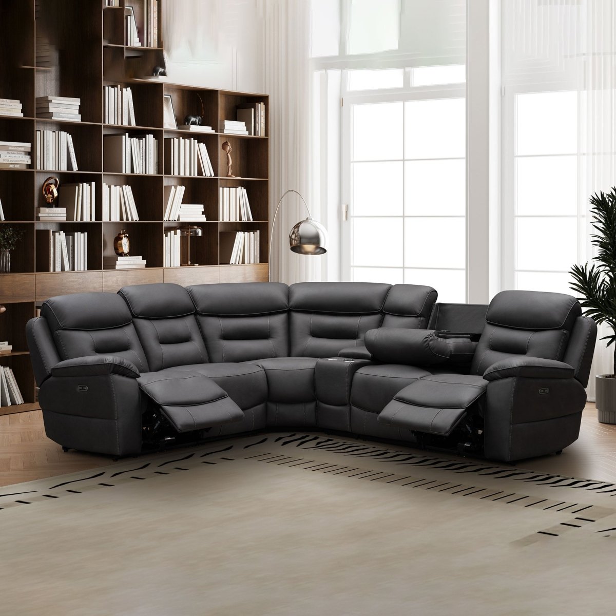 Spencer Corner Power Recliner Sofa – Charcoal Fabric - Comfort Furniture