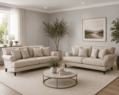 Summer Beige Sofa Suite 3+2 – Classic Fabric Sofa Suite in Beige | Comfort Furniture