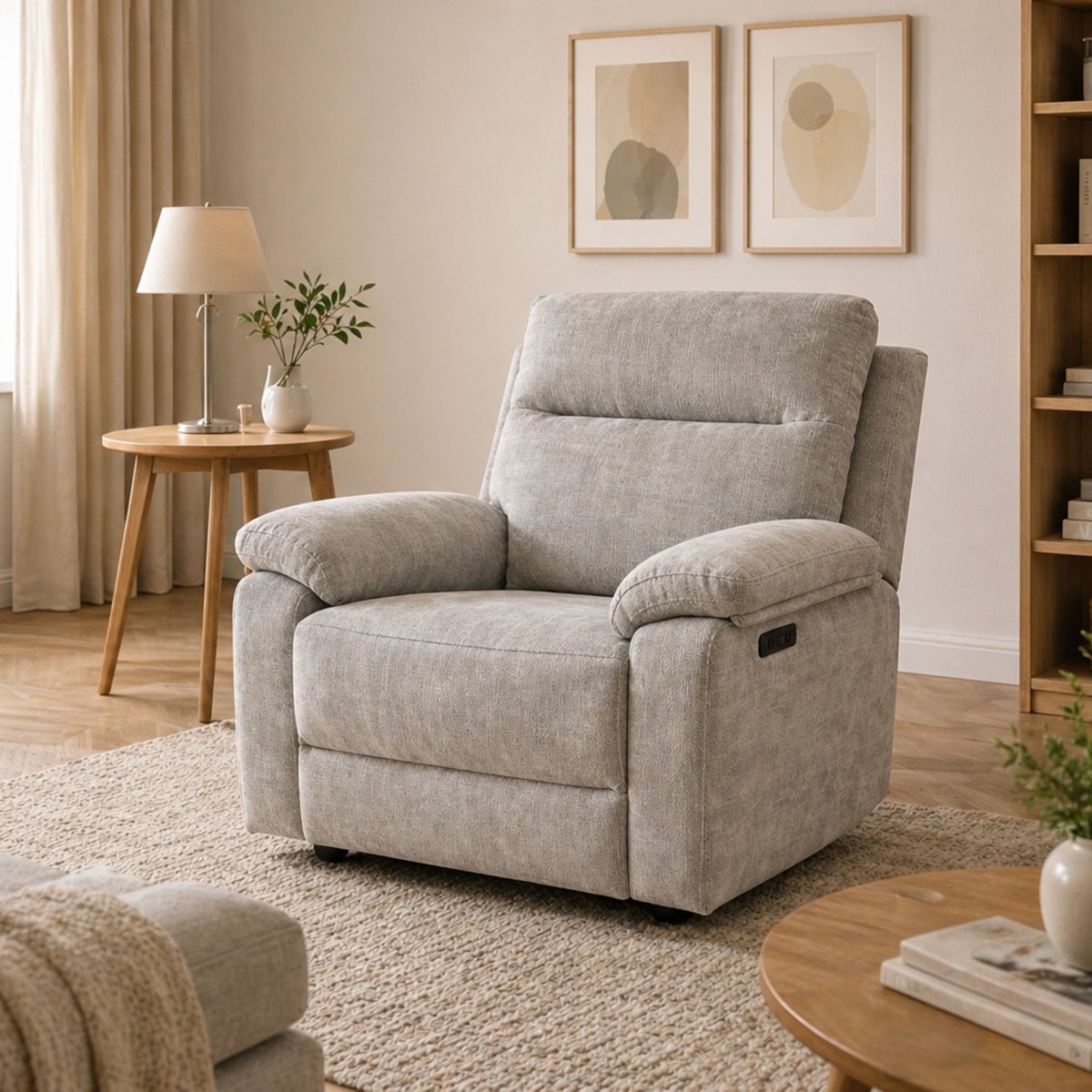 Theo 1 Seater Power Recliner Sofa – Woven Fabric - Comfort Furniture
