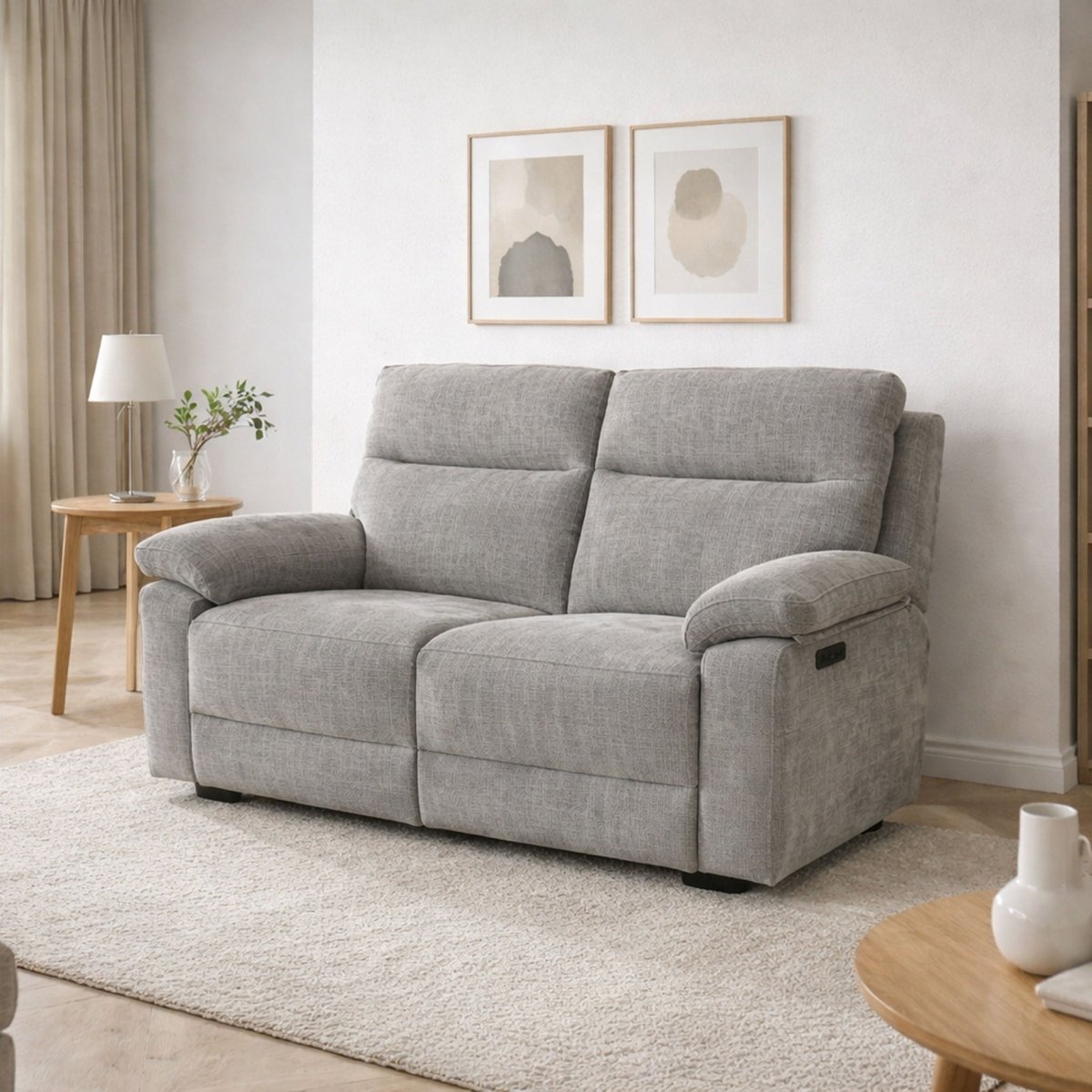 Theo 2 Seater Power Recliner Sofa – Woven Fabric - Comfort Furniture