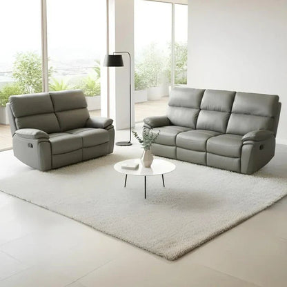 Valencia Leather Sofa Manual Recliner in Black – 3+2 Suite | Comfort Furniture
